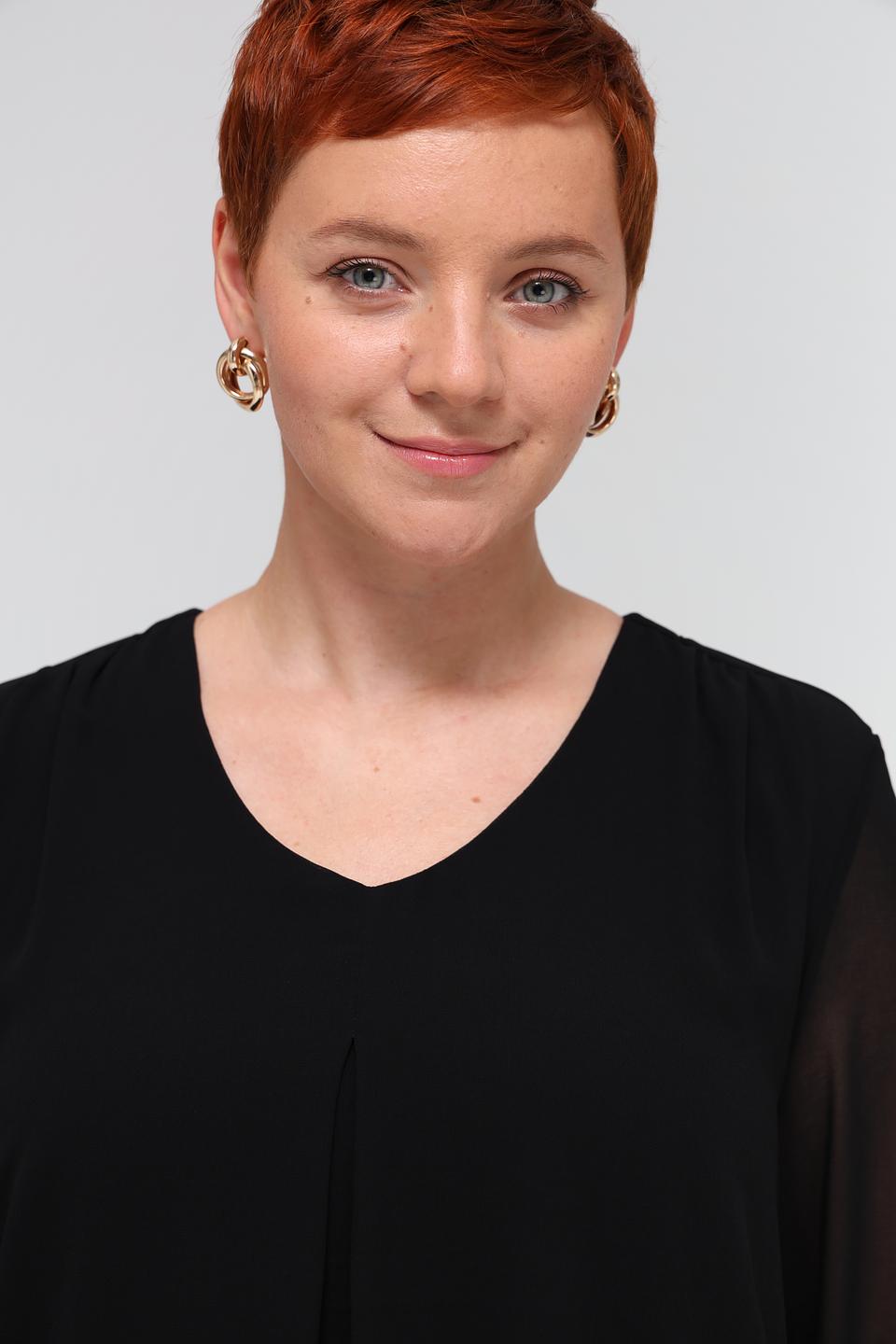 Блуза Frapp чёрная с рукавами-фонариками