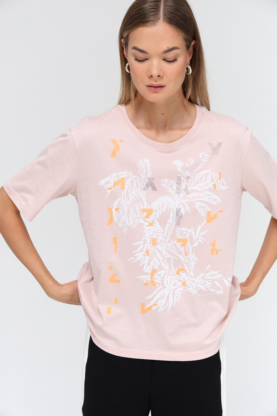 Футболка Marc Cain с принтом розовый