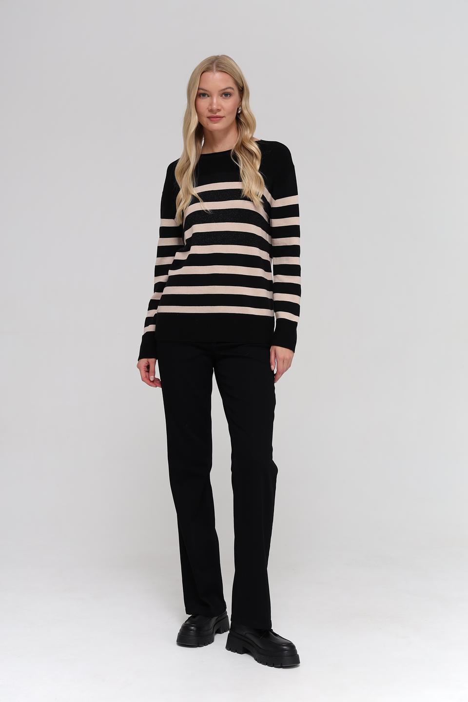 Пуловер Lebek в полоску чёрный