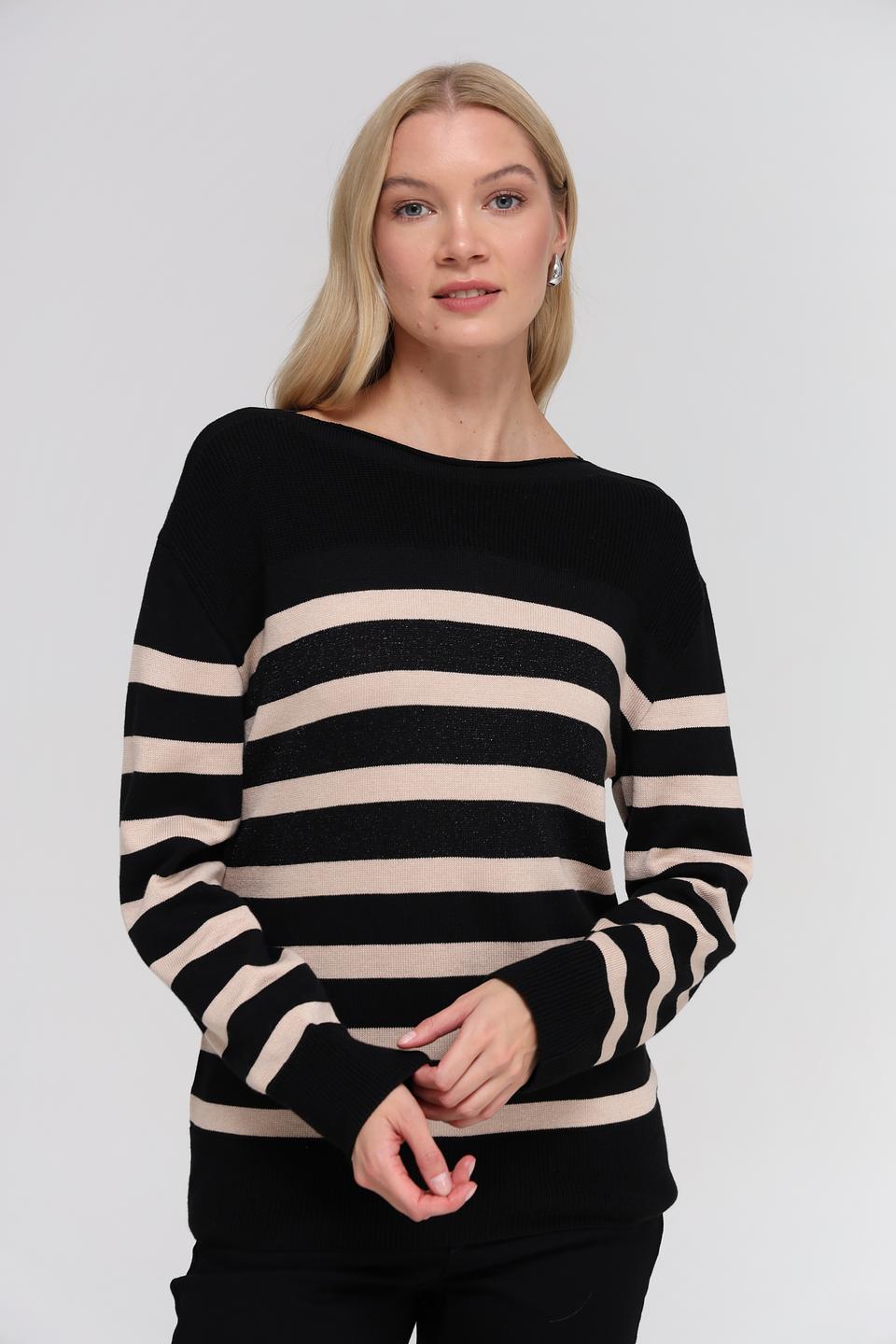 Пуловер Lebek в полоску чёрный