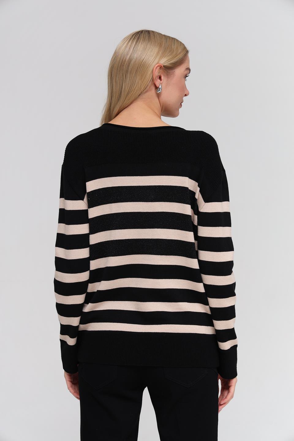 Пуловер Lebek в полоску чёрный
