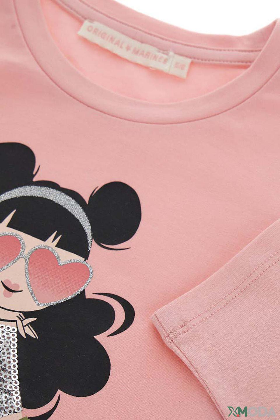 Футболка Original Marines дев. с принтом розовый