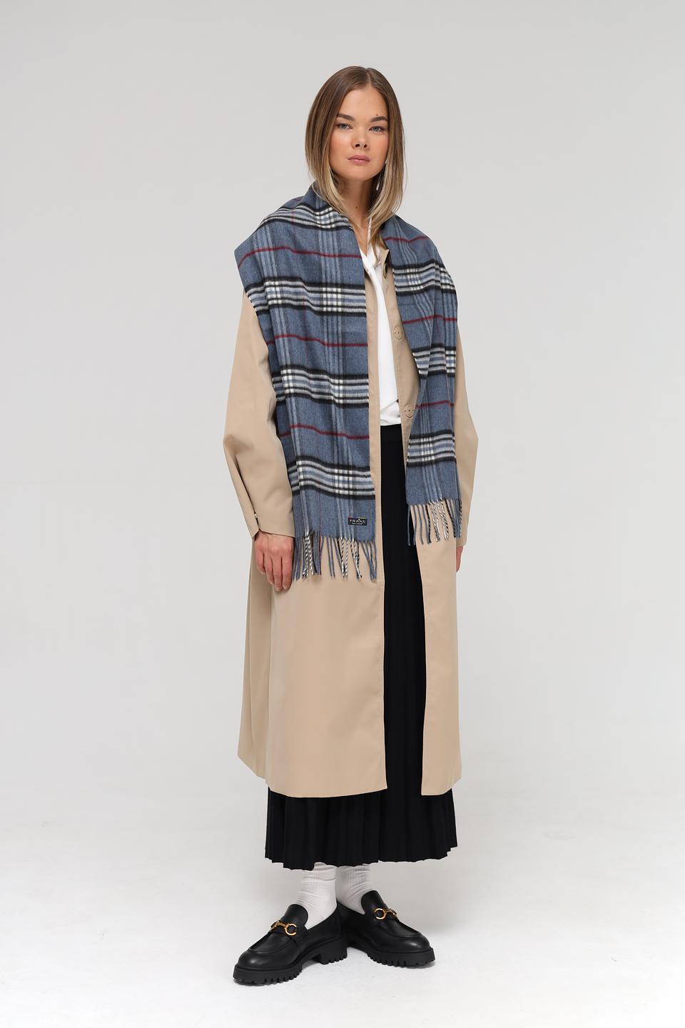 Шарф Fraas в клетку синий