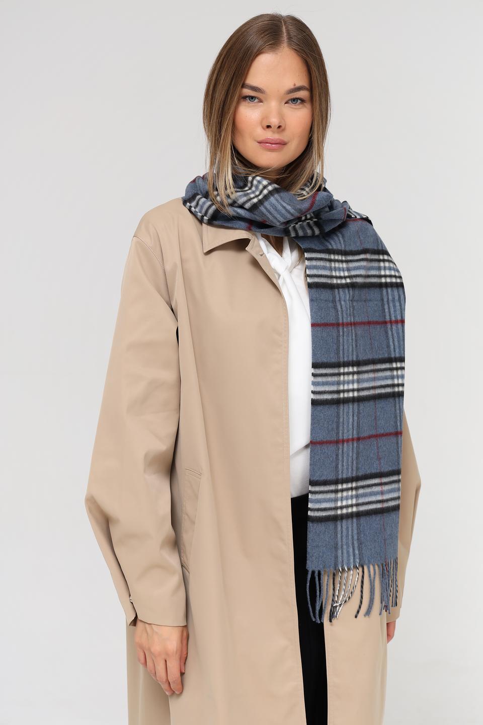 Шарф Fraas в клетку синий