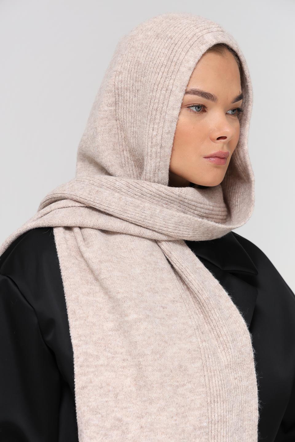 Шарф Fraas бежевый с капюшоном