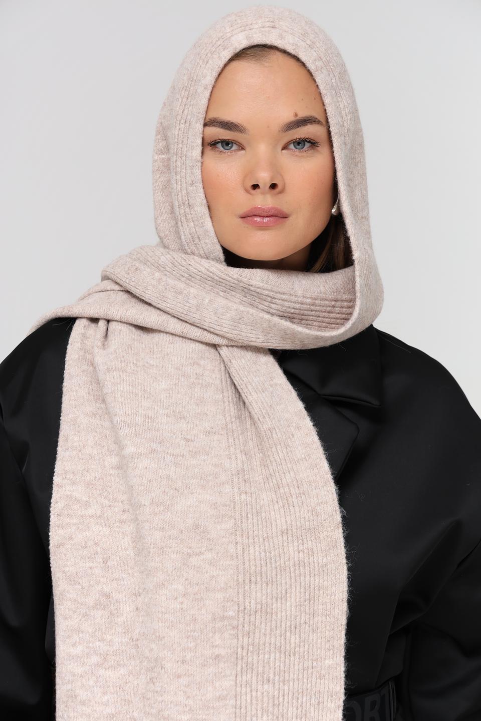 Шарф Fraas бежевый с капюшоном