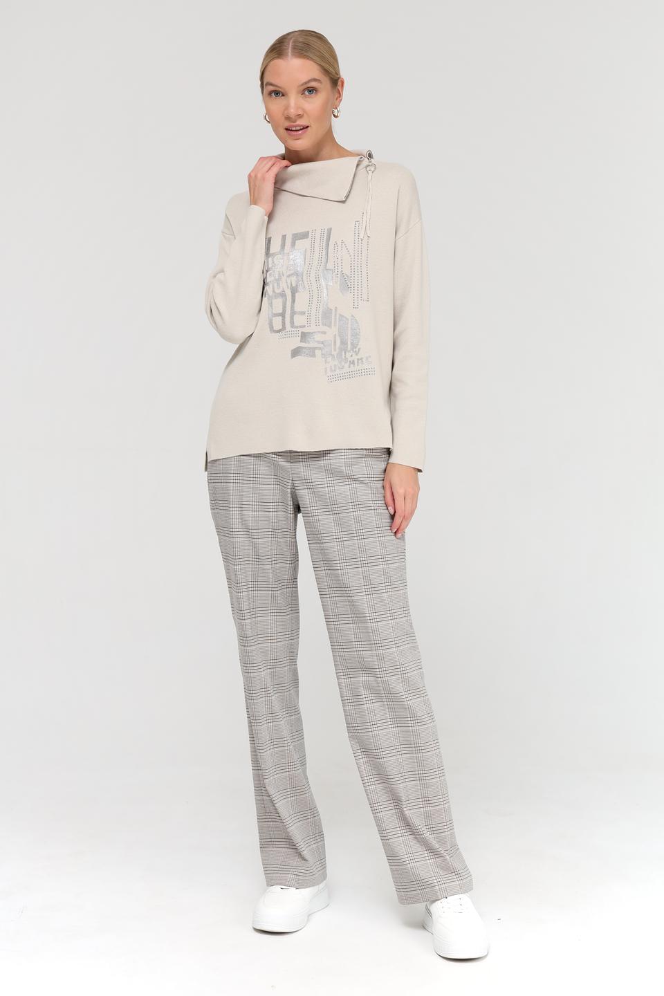 Пуловер Lebek с принтом бежевый