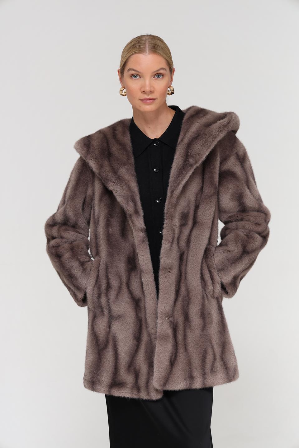 Шуба Electra style с капюшоном серая