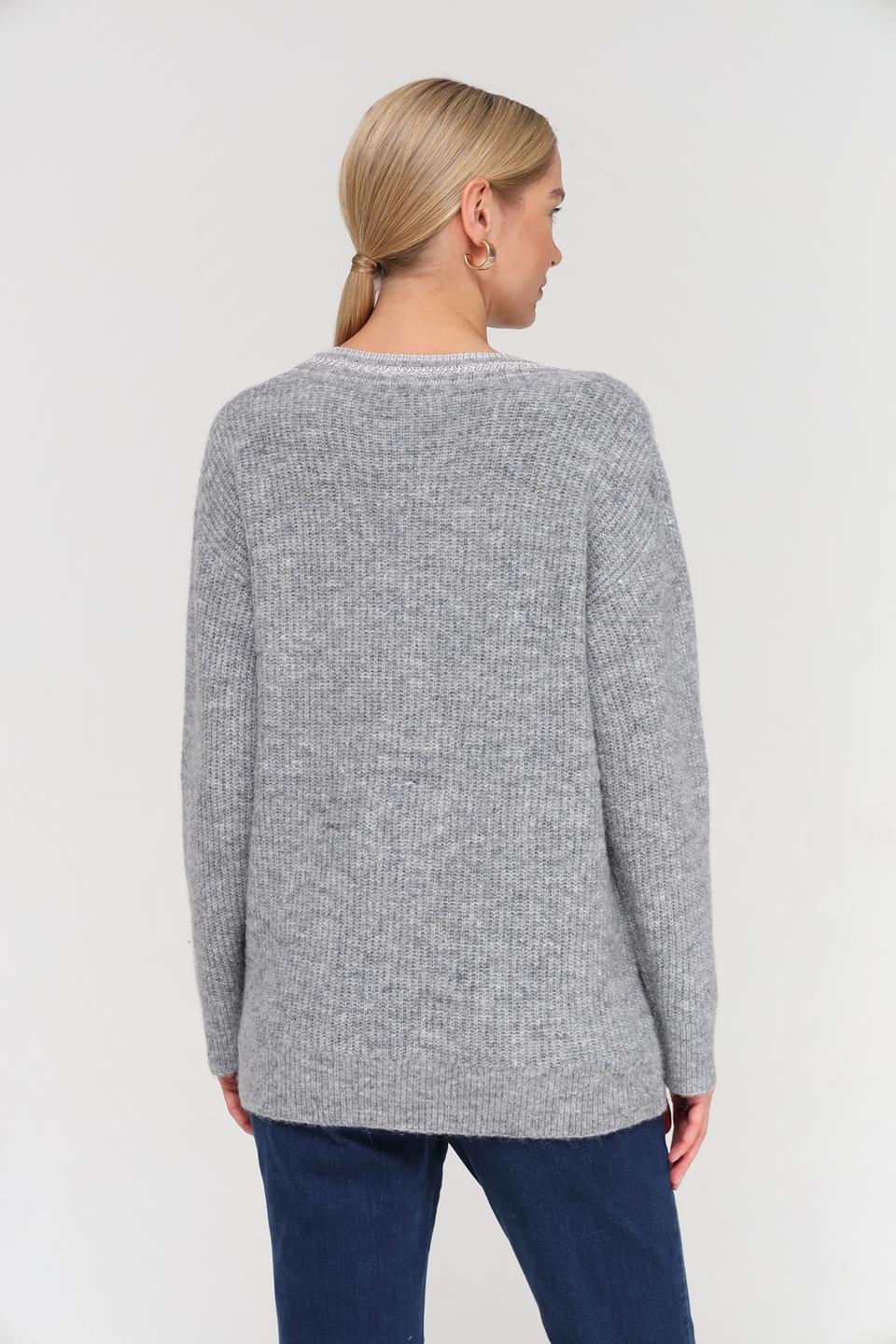 Пуловер Marc Aurel V-образный вырез серый