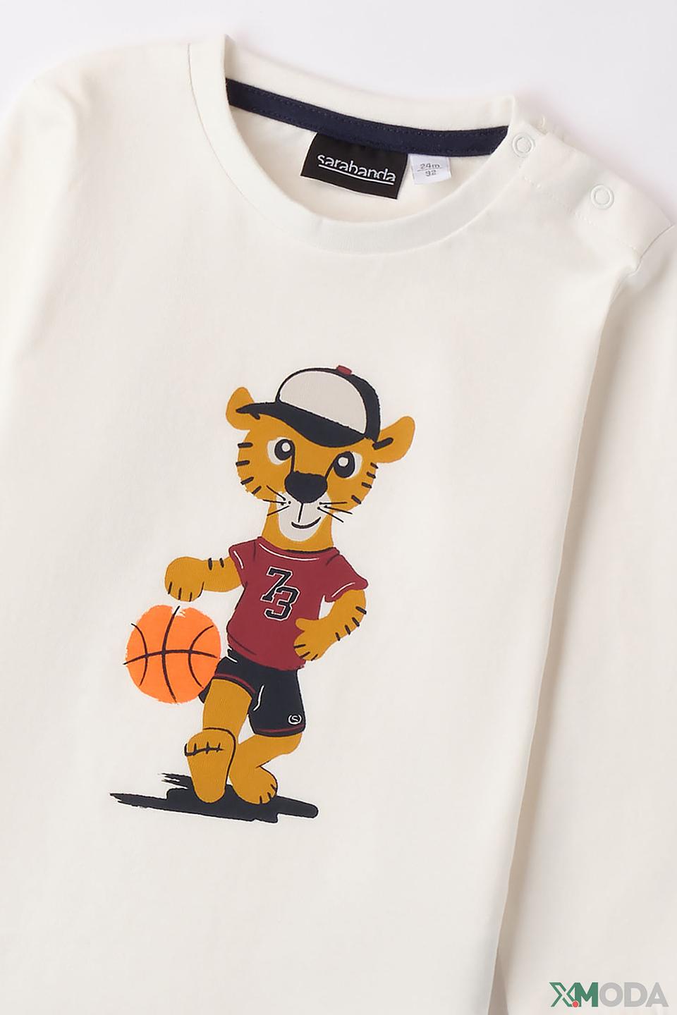 Джемпер Sarabanda с тигром кремовый