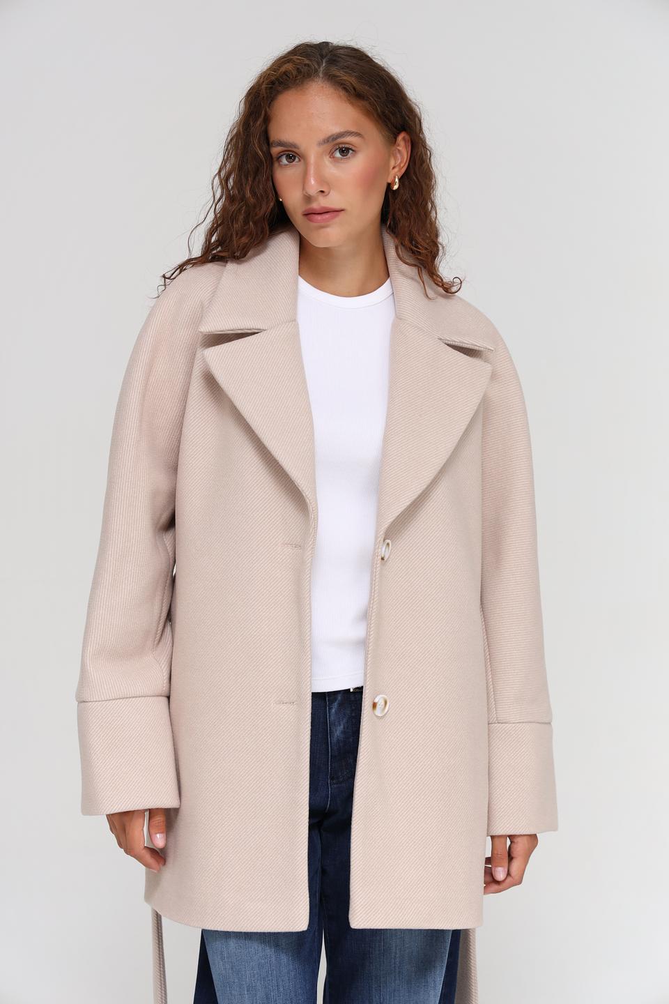 Пальто Beatris бежевое с поясом