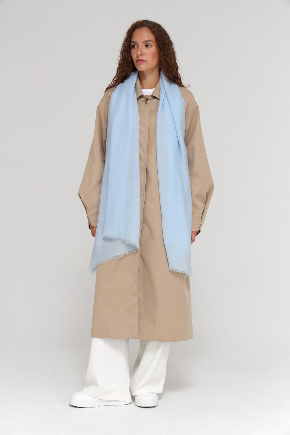 Шарф Fraas голубой с бахромой