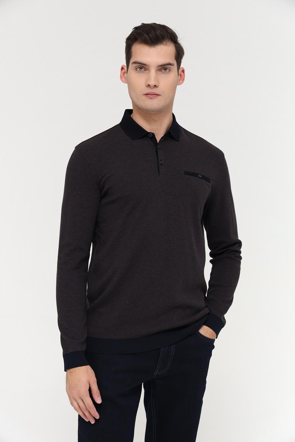 Поло Bugatti с длинным рукавом графит