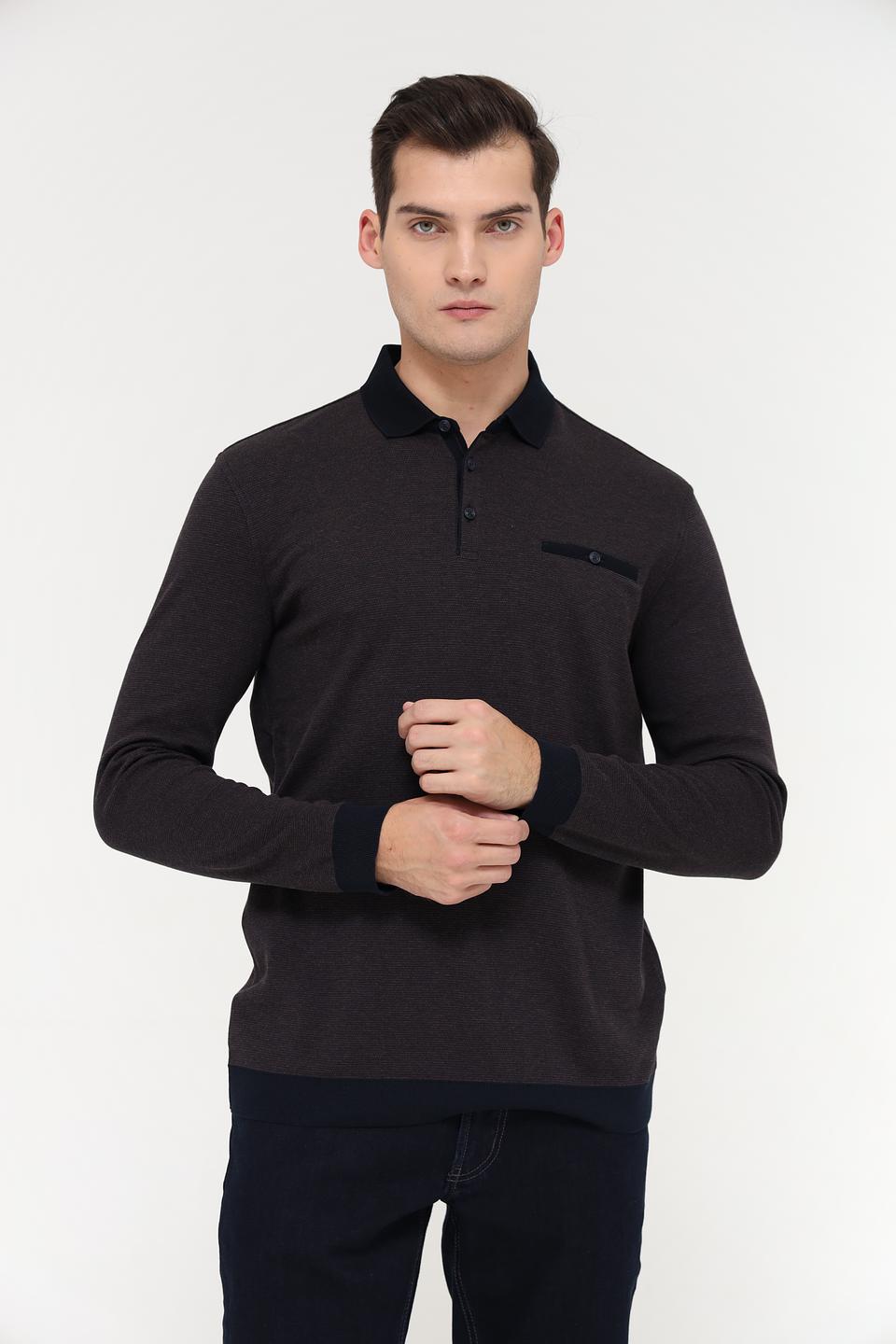 Поло Bugatti с длинным рукавом графит