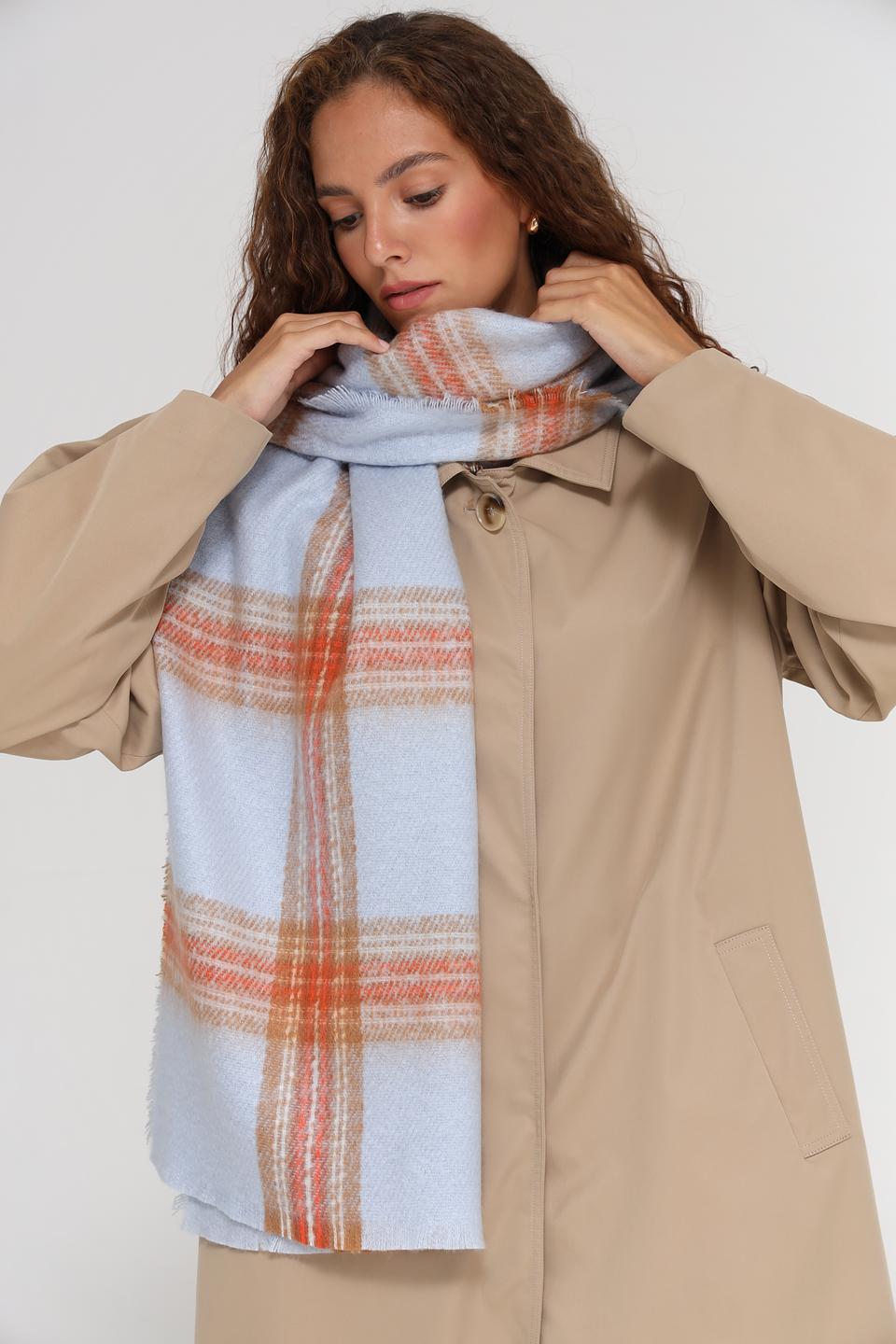 Шарф Fraas в клетку голубой