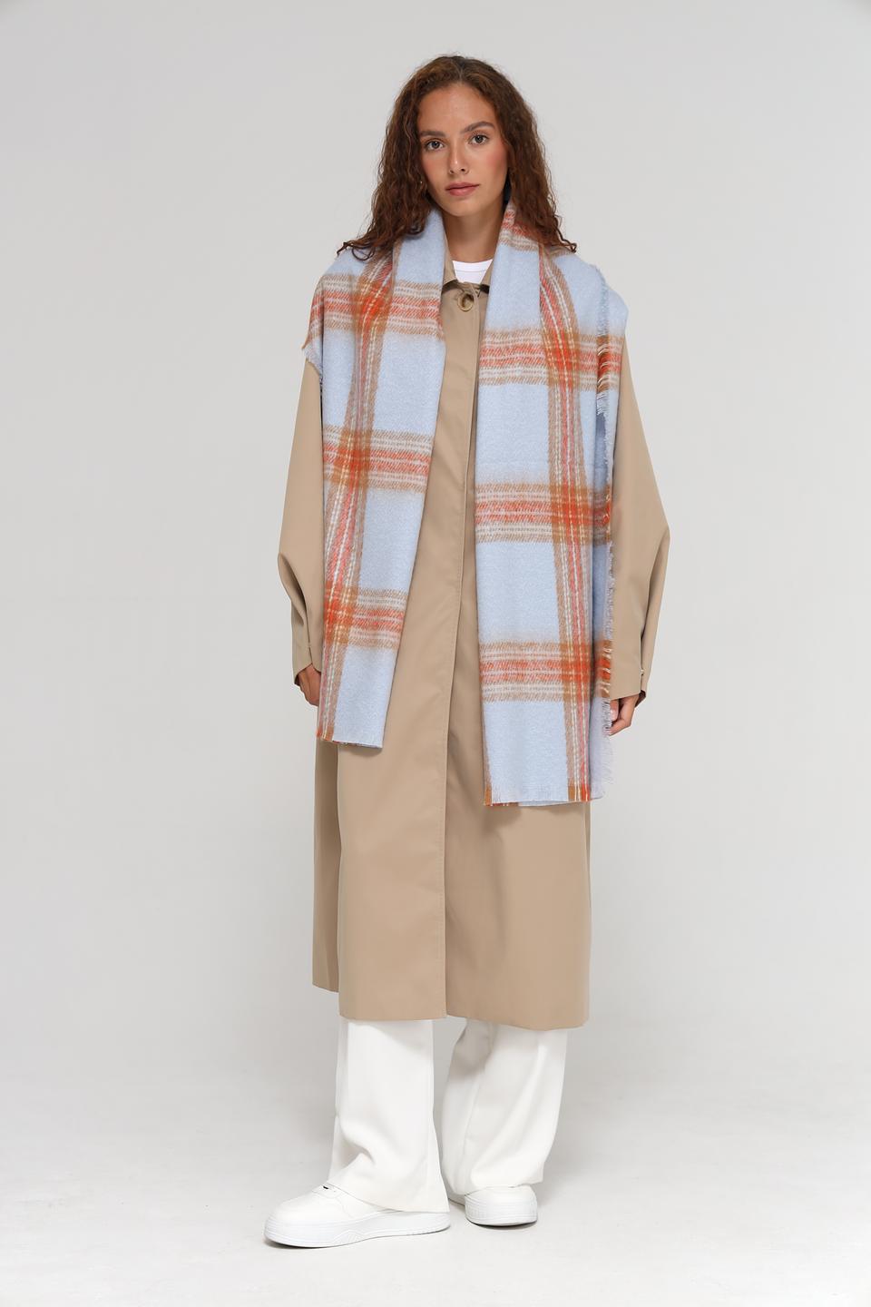 Шарф Fraas в клетку голубой