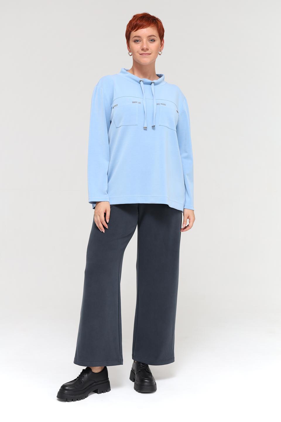 Пуловер Doris Streich голубой с карманами