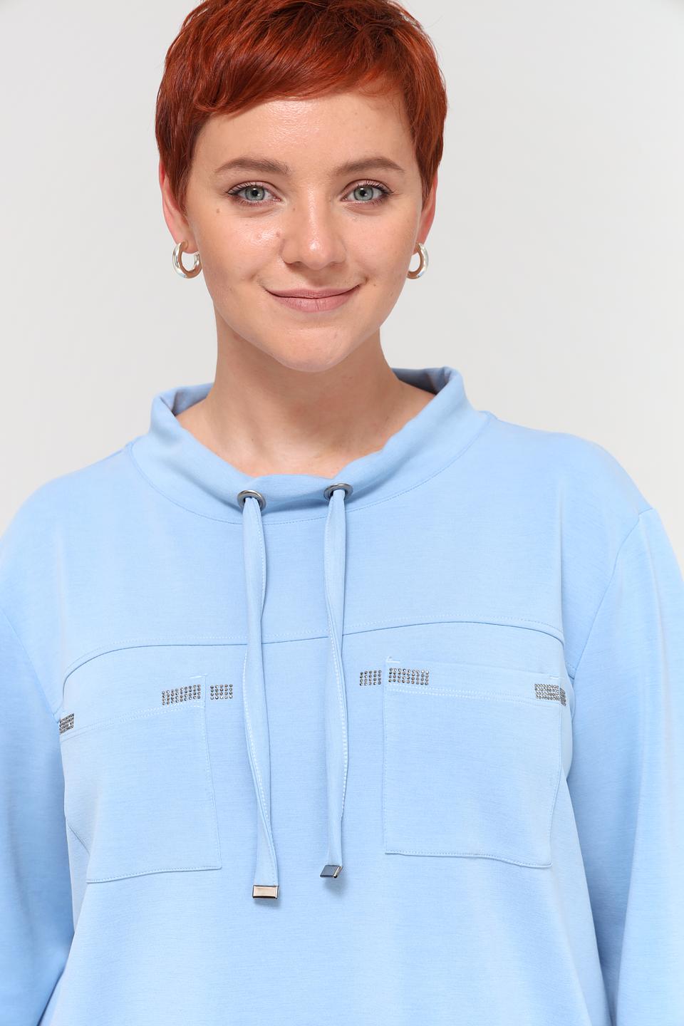 Пуловер Doris Streich голубой с карманами