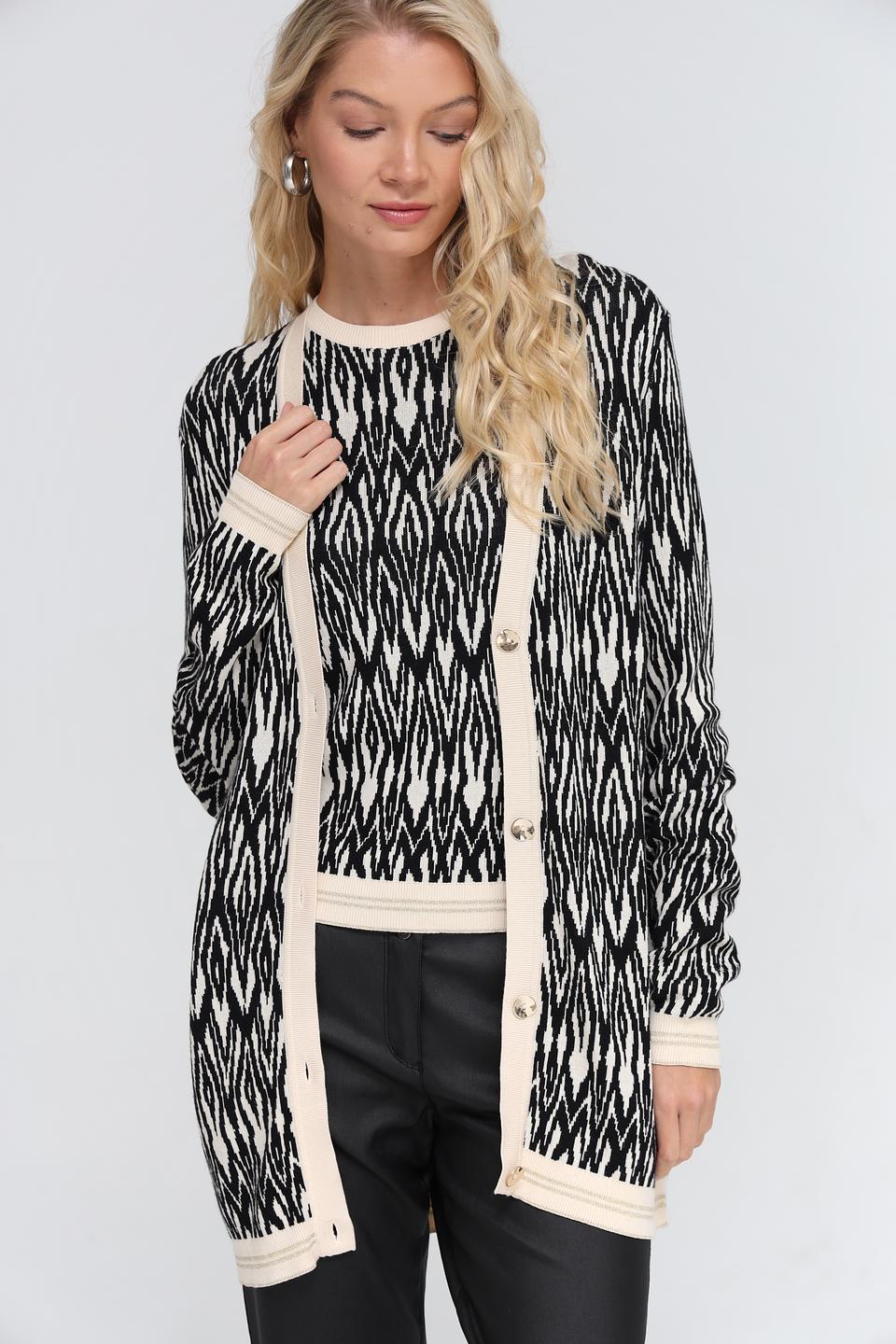 Жакет Gerry Weber вязаный чёрно-бежевый