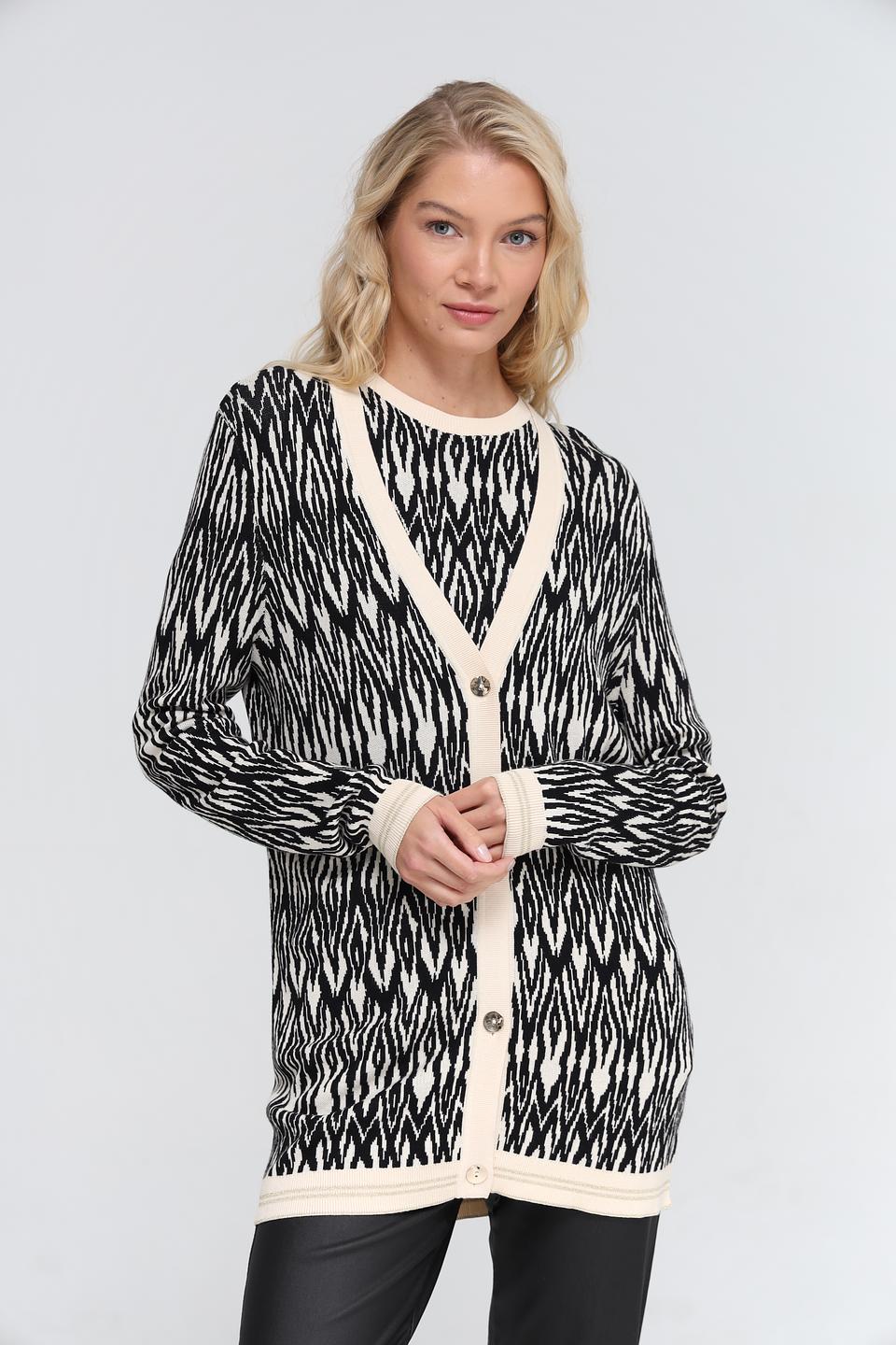 Жакет Gerry Weber вязаный чёрно-бежевый