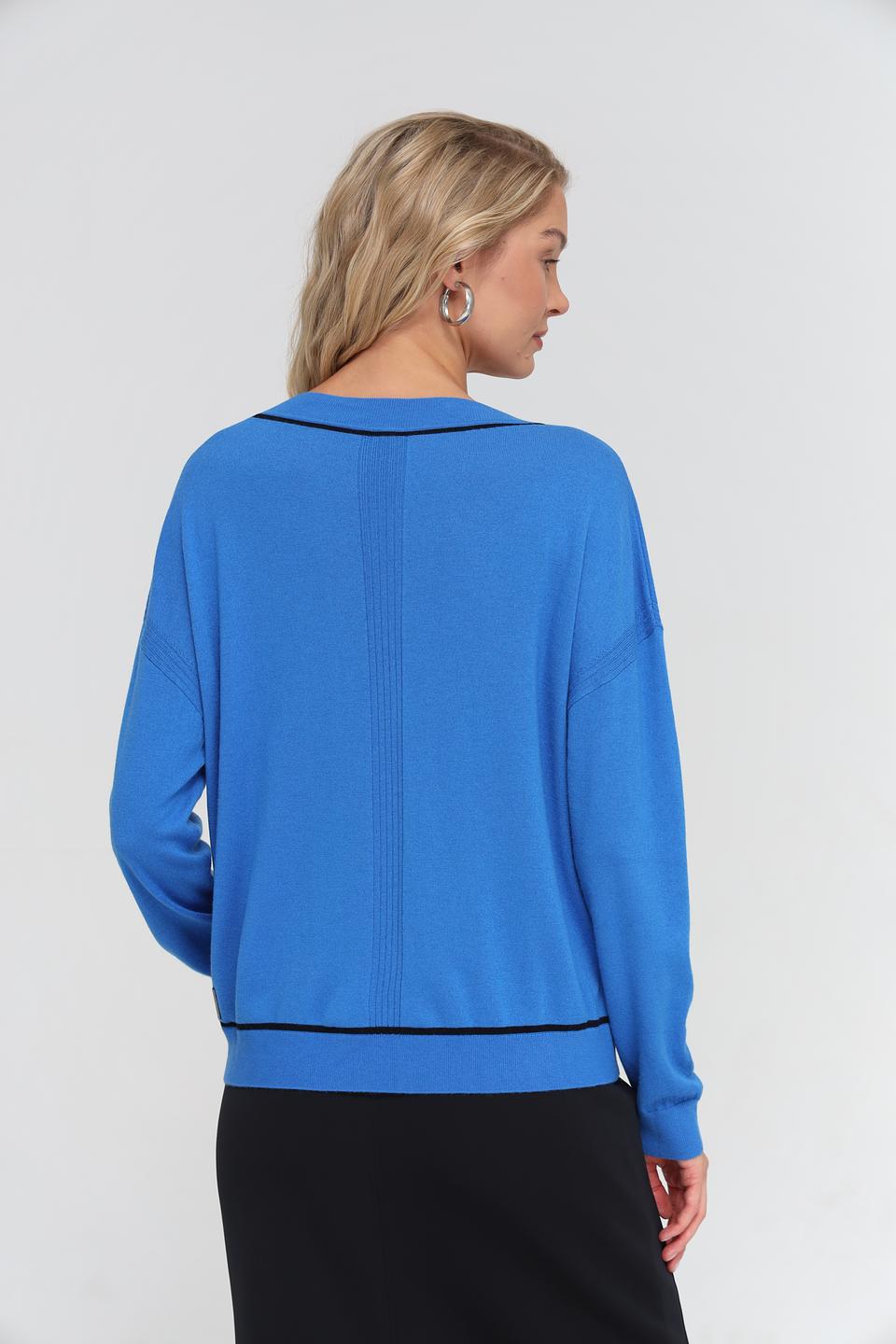 Пуловер Marc Cain V-образный вырез синий