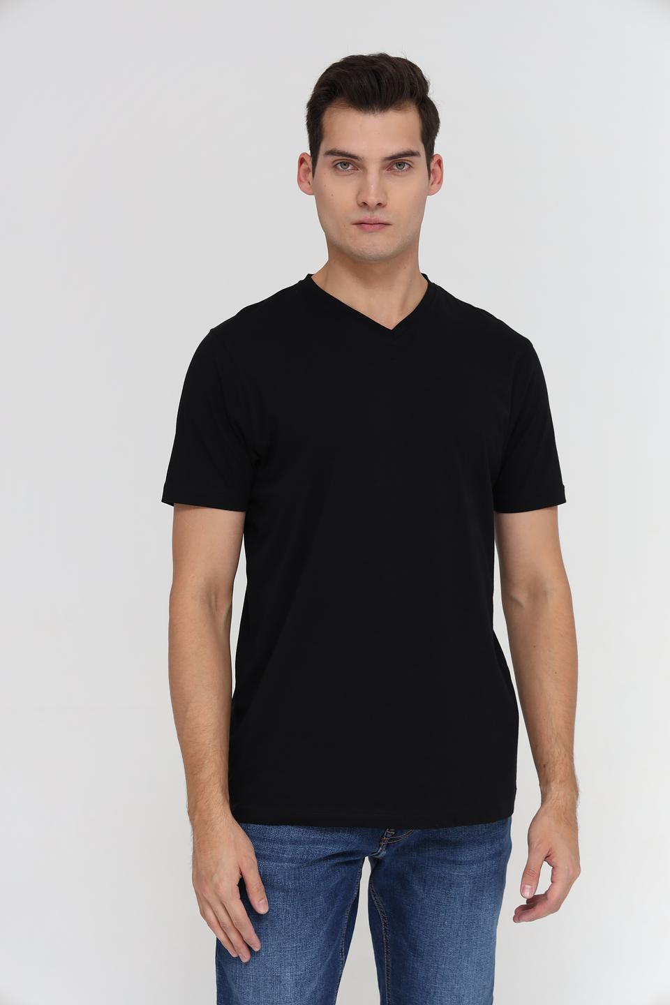 Футболка Lerros чёрная с V-образным вырезом