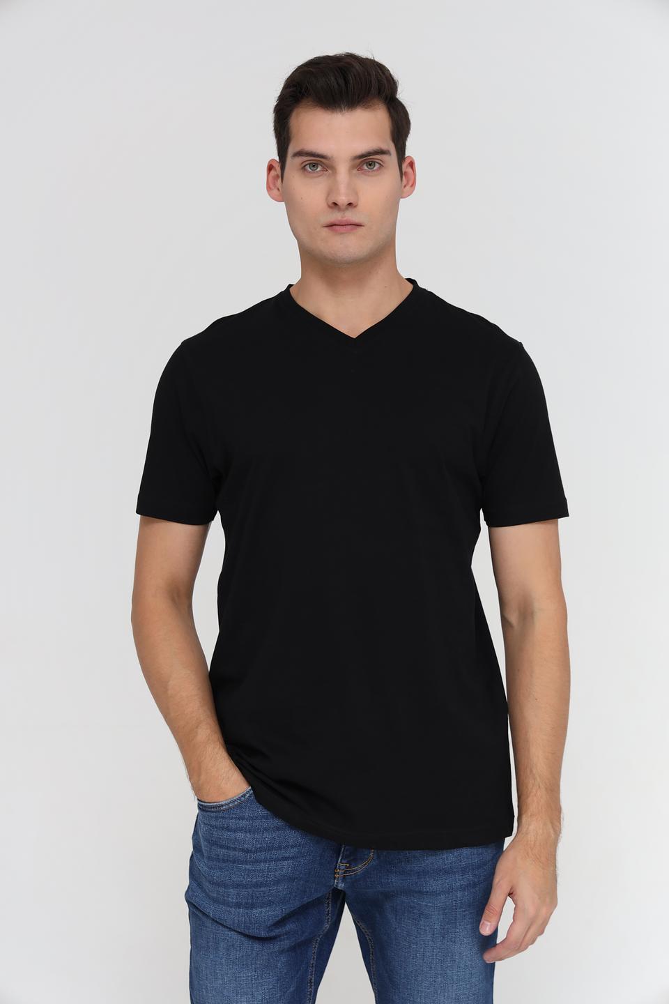 Футболка Lerros чёрная с V-образным вырезом