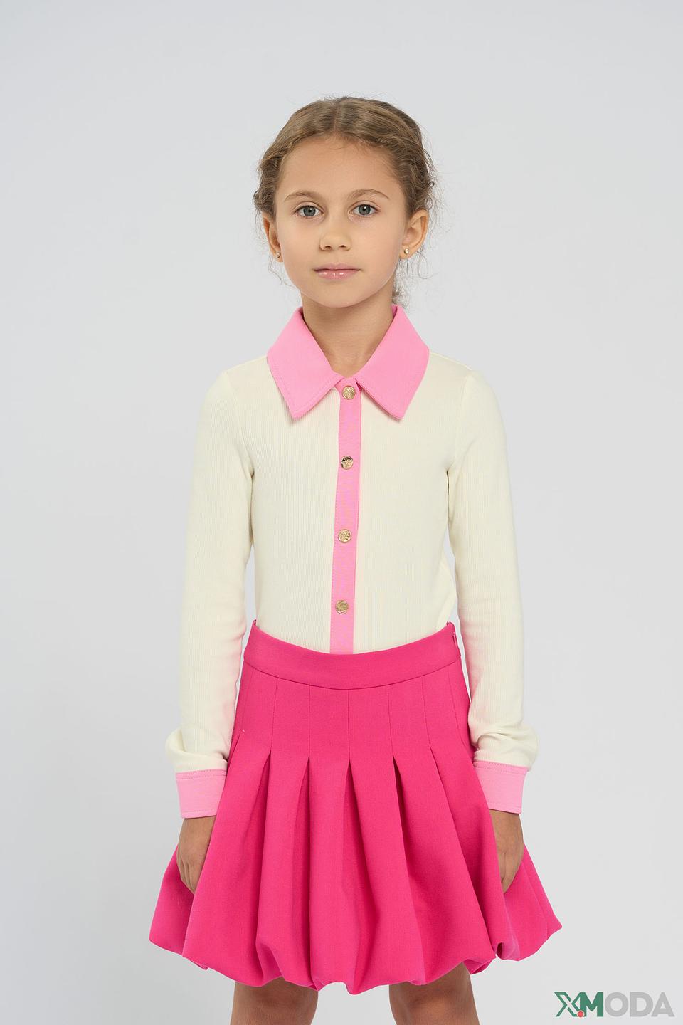 Блуза Choupette дев. с розовым воротником