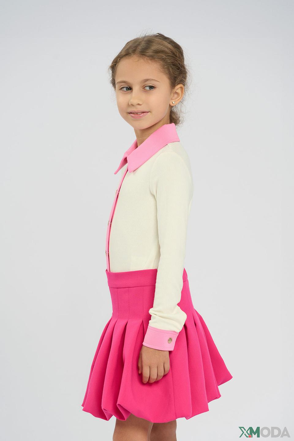 Блуза Choupette дев. с розовым воротником
