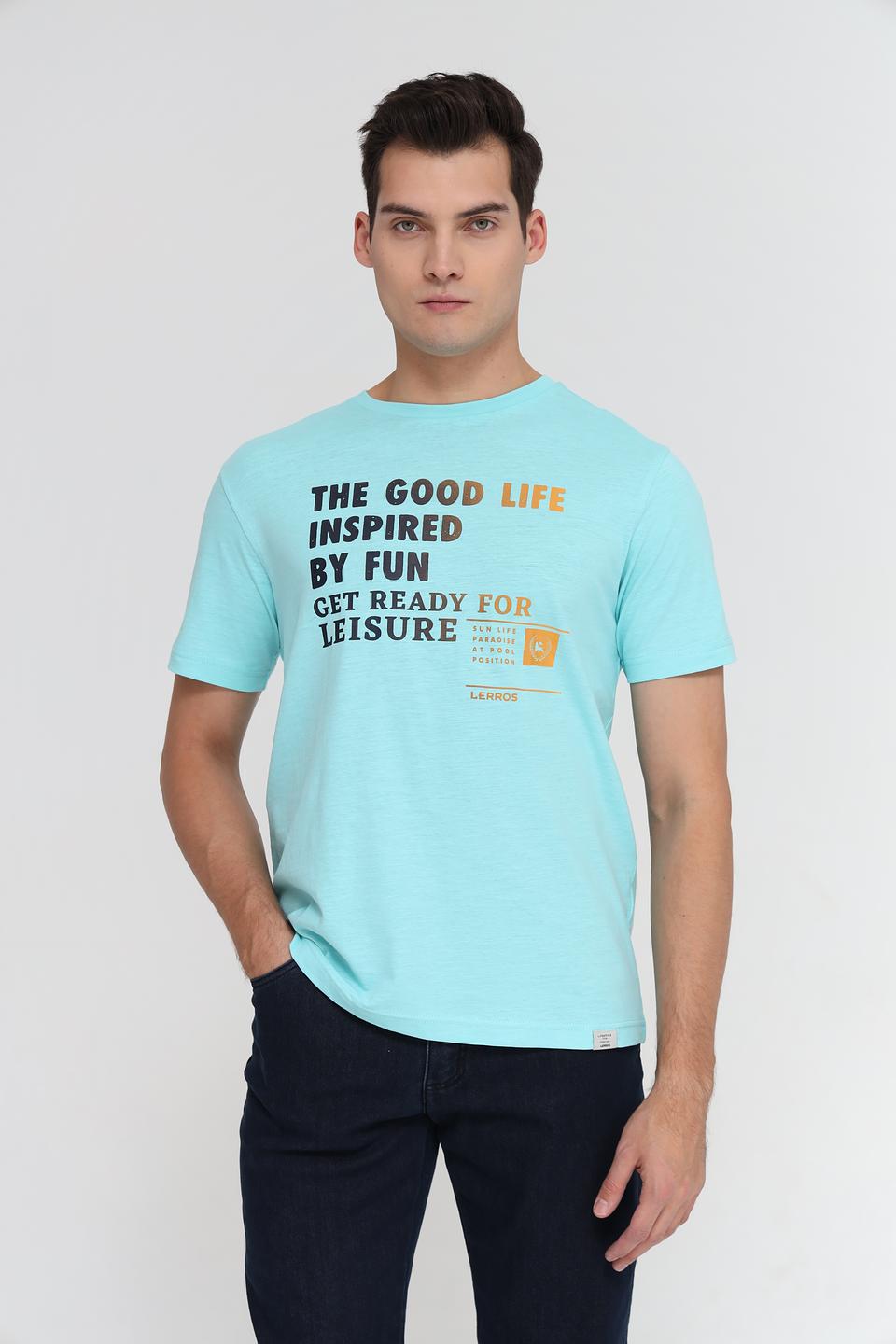 Футболка Lerros с принтом бирюзовая