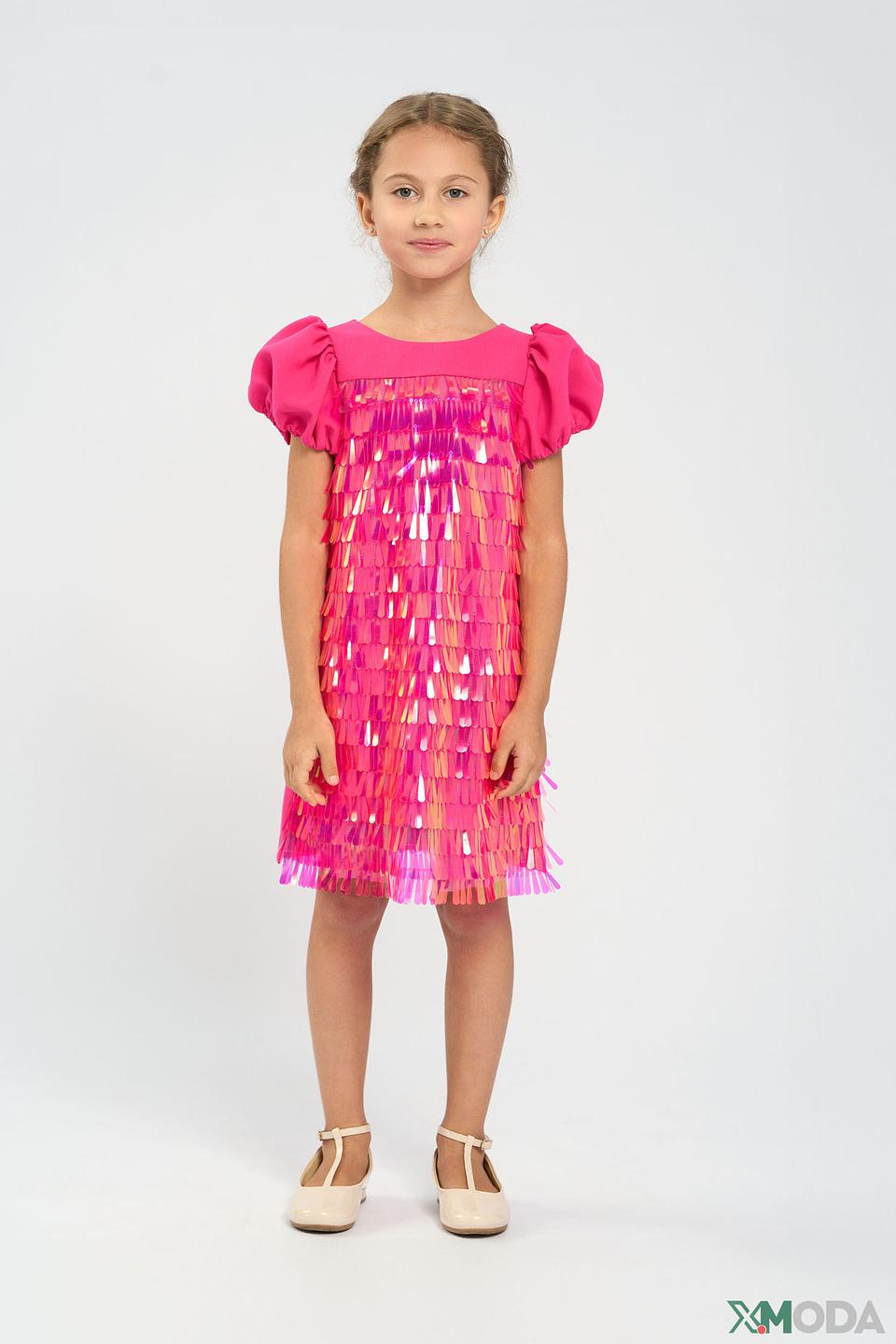 Платье Choupette дев. с бахромой розовое