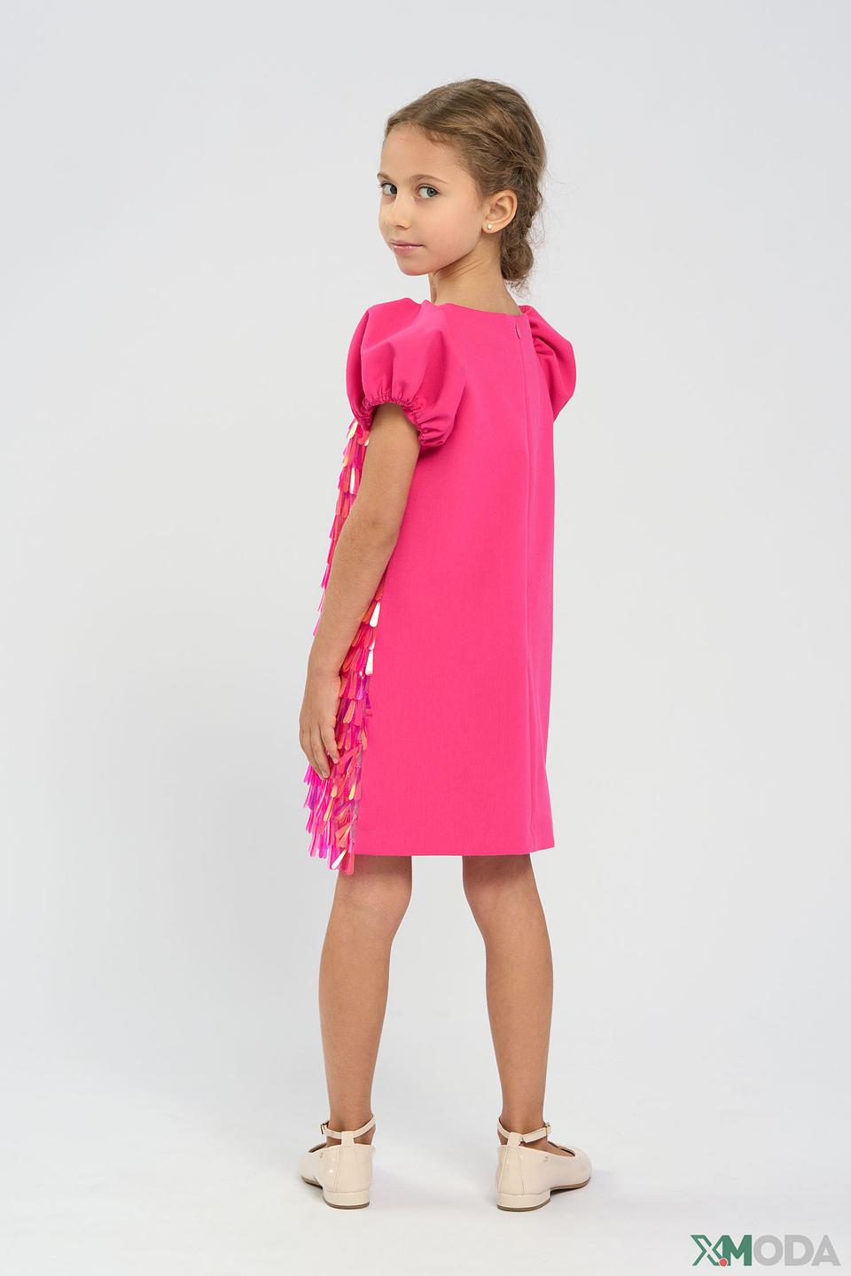 Платье Choupette дев. с бахромой розовое