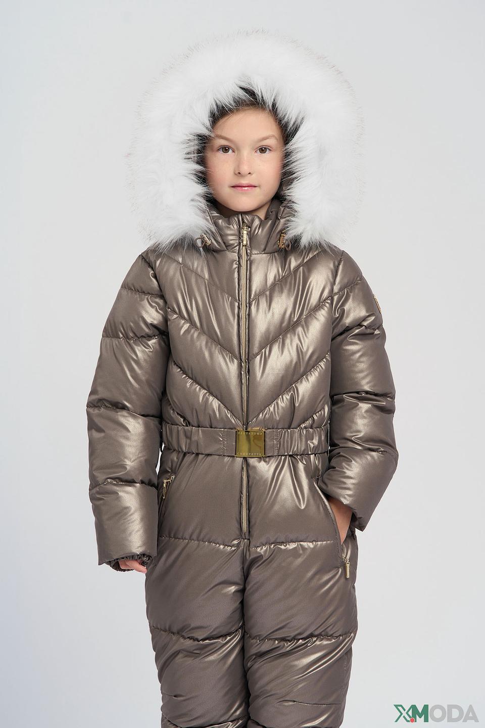 Комбинезон Choupette, Золотистый, с меховой отделкой