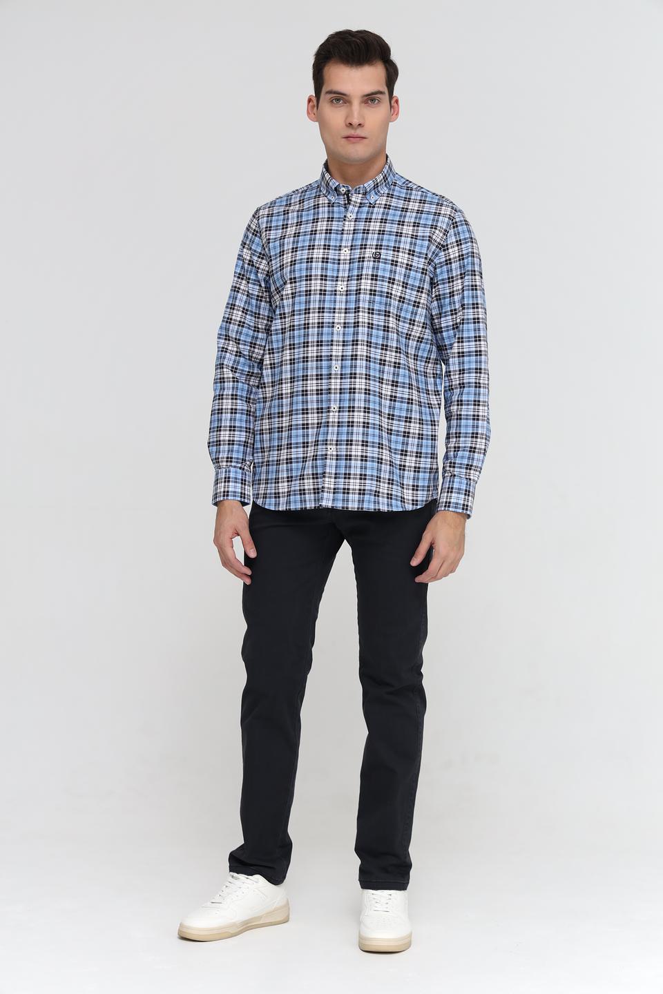 Рубашка Bugatti в клетку голубая