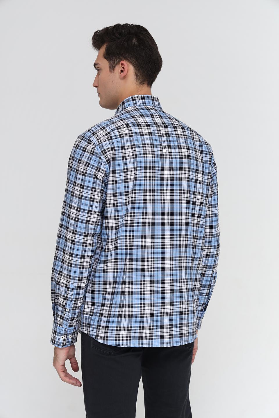 Рубашка Bugatti в клетку голубая