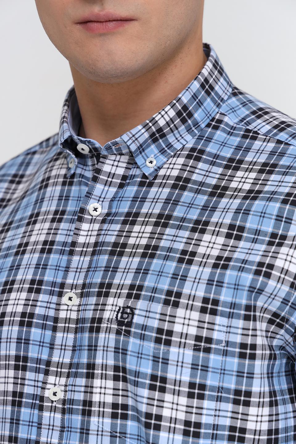 Рубашка Bugatti в клетку голубая