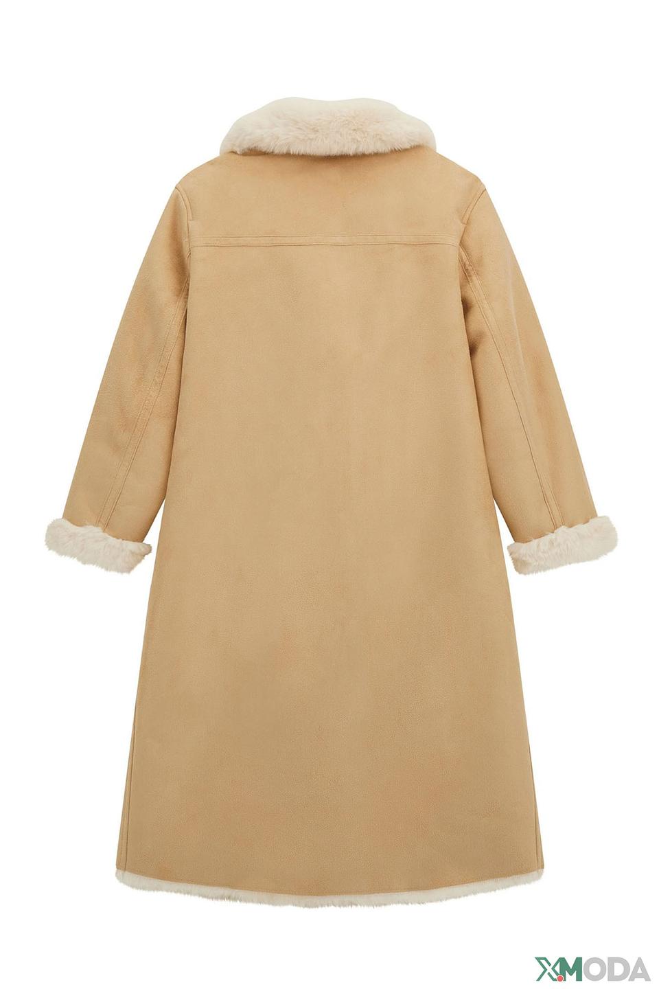 Пальто Guess дев. с мехом бежевое