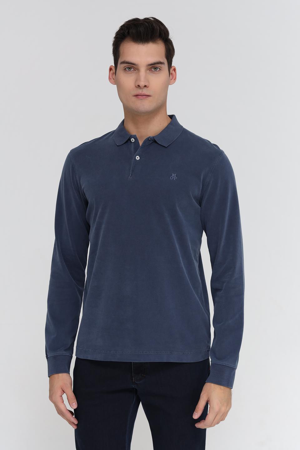 Поло Marc O Polo men синее с длинным рукавом