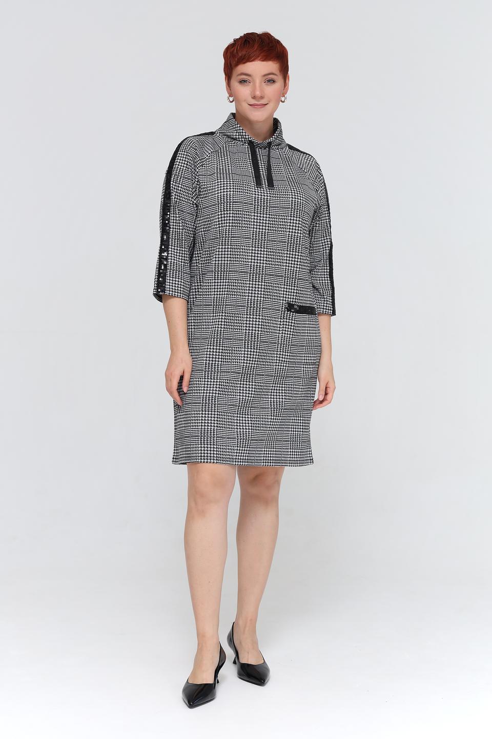 Платье Lebek в клетку с капюшоном