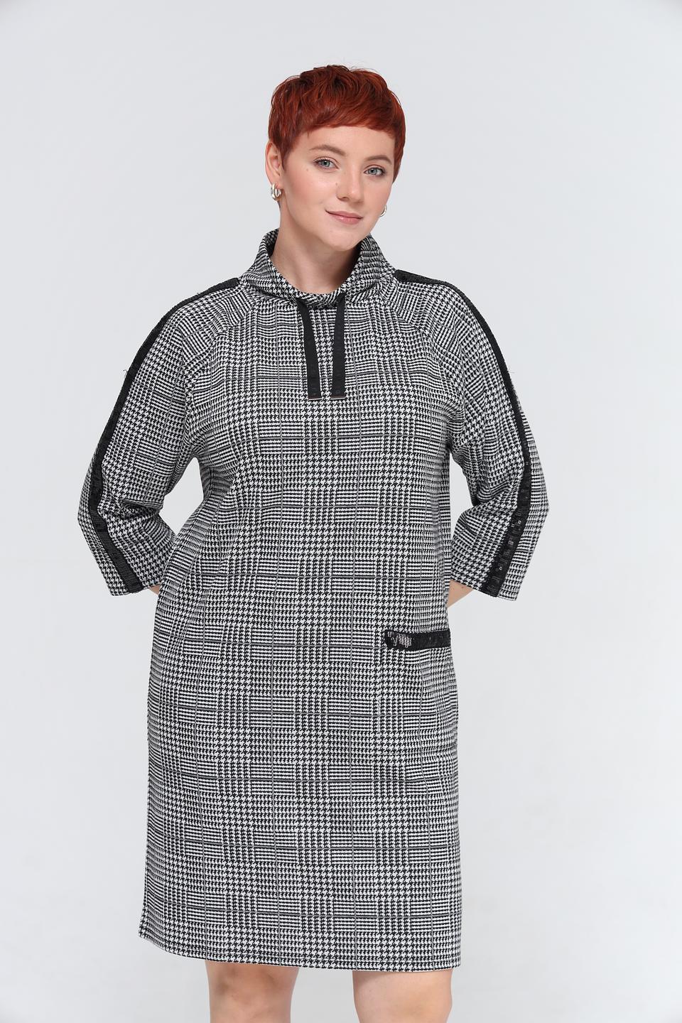 Платье Lebek в клетку с капюшоном