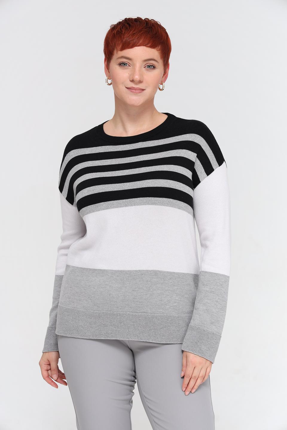 Пуловер Lebek в полоску серый