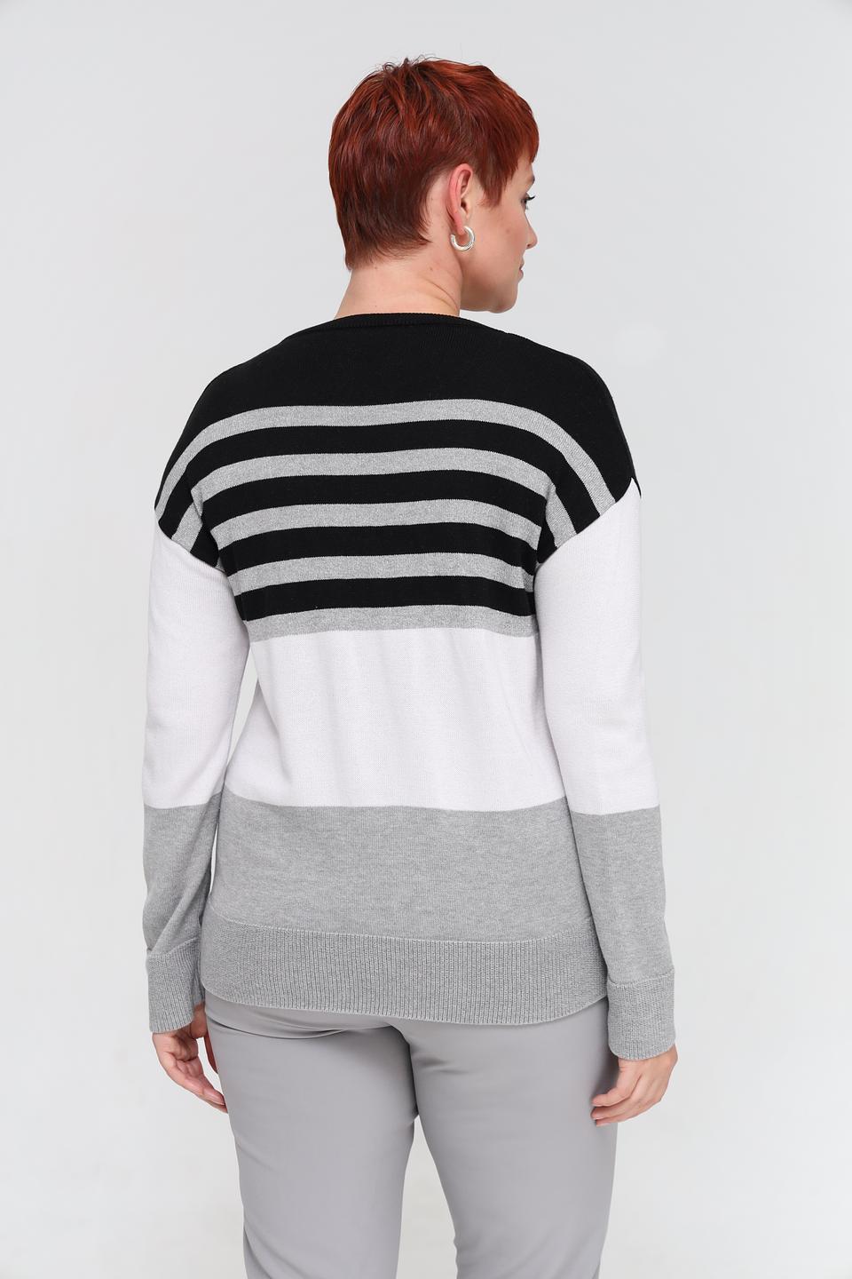 Пуловер Lebek в полоску серый