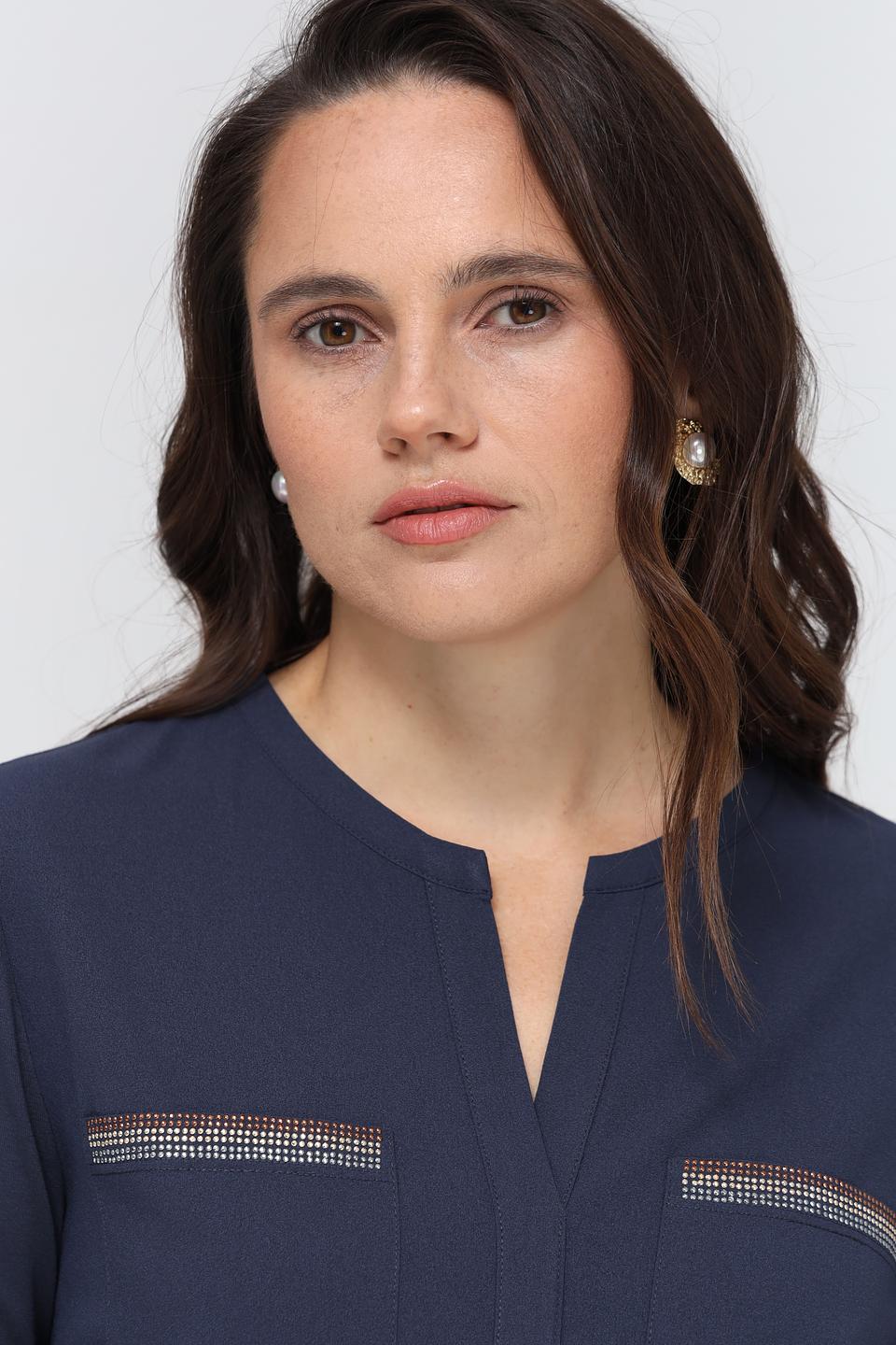 Блуза Rabe collection темно-синяя с карманами