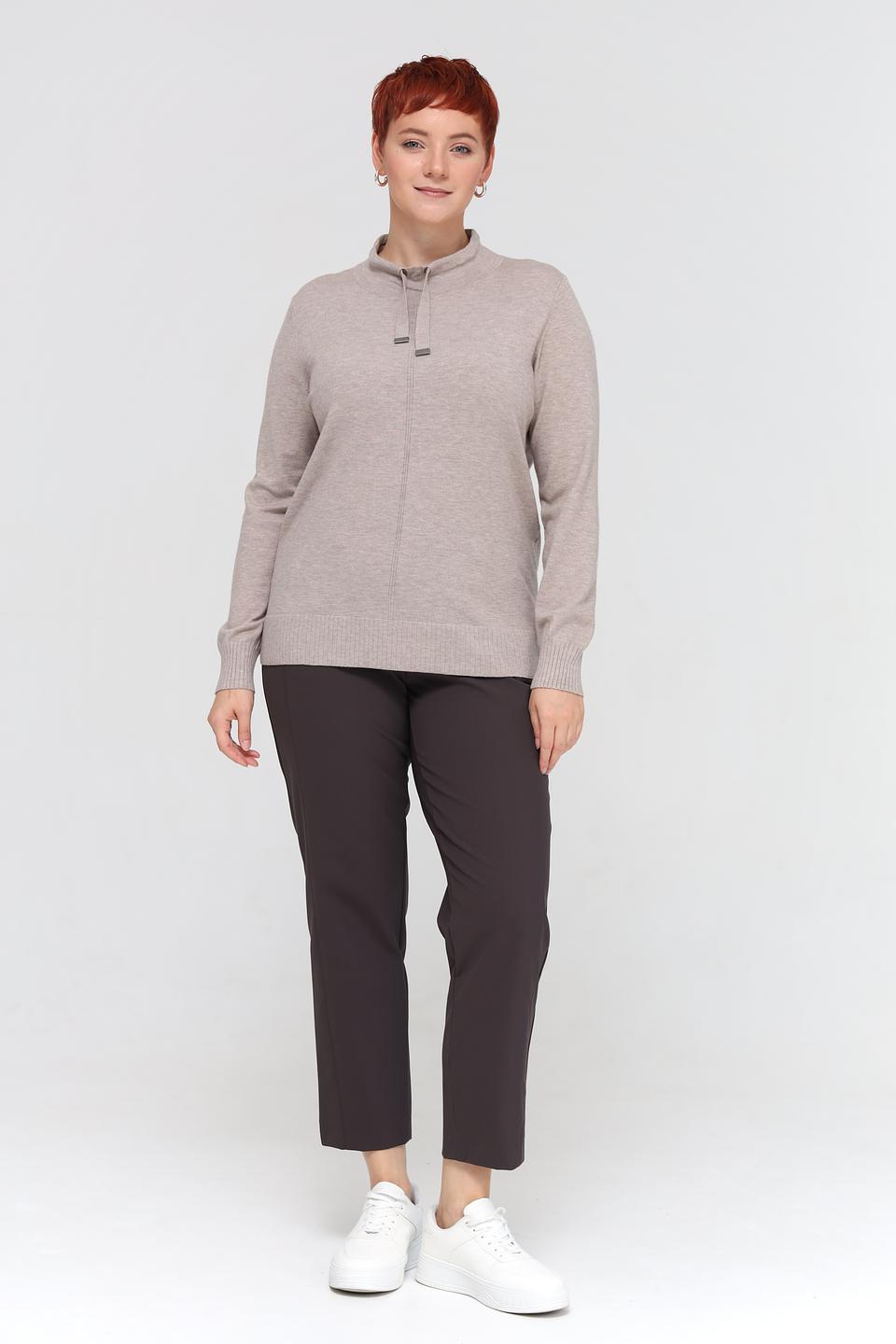 Пуловер Lebek с воротником-стойкой бежевый