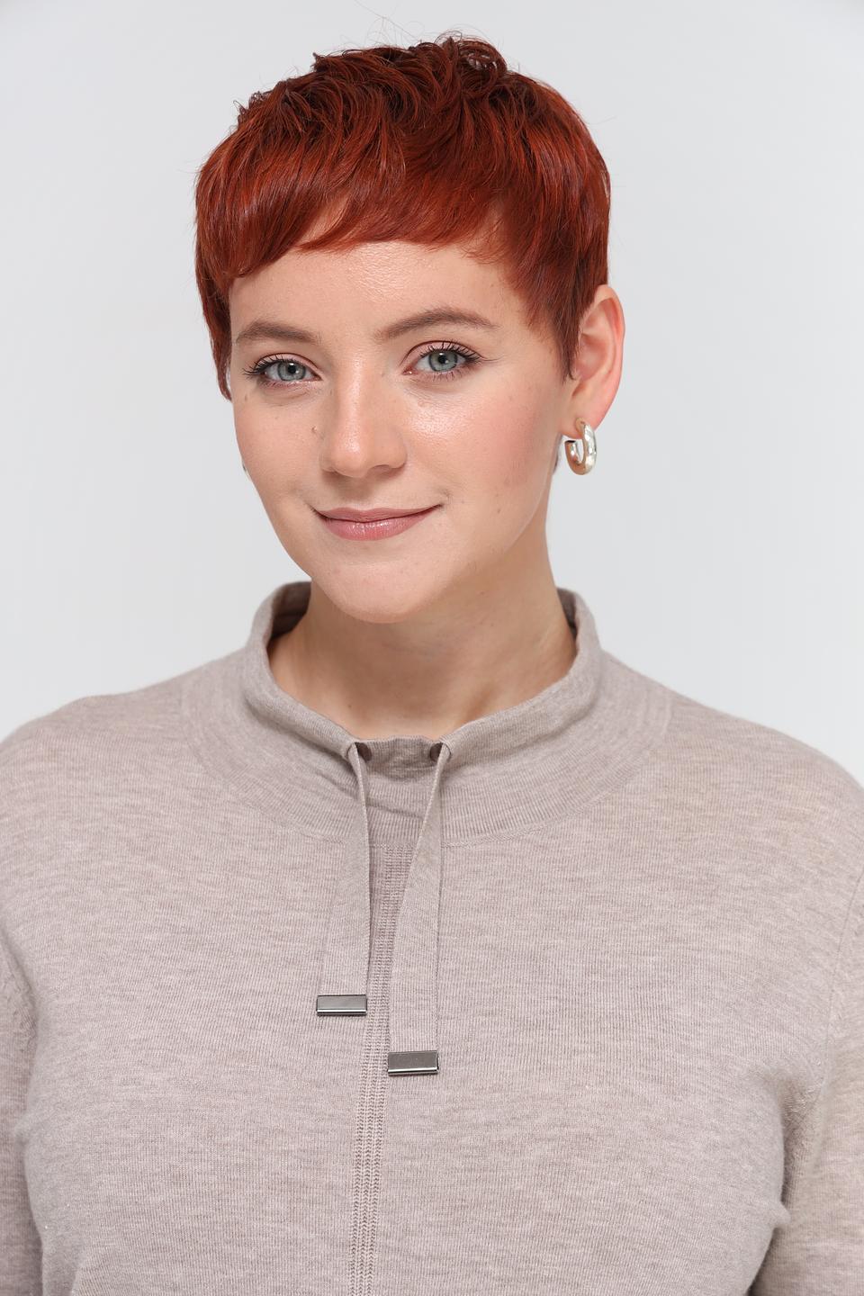 Пуловер Lebek с воротником-стойкой бежевый