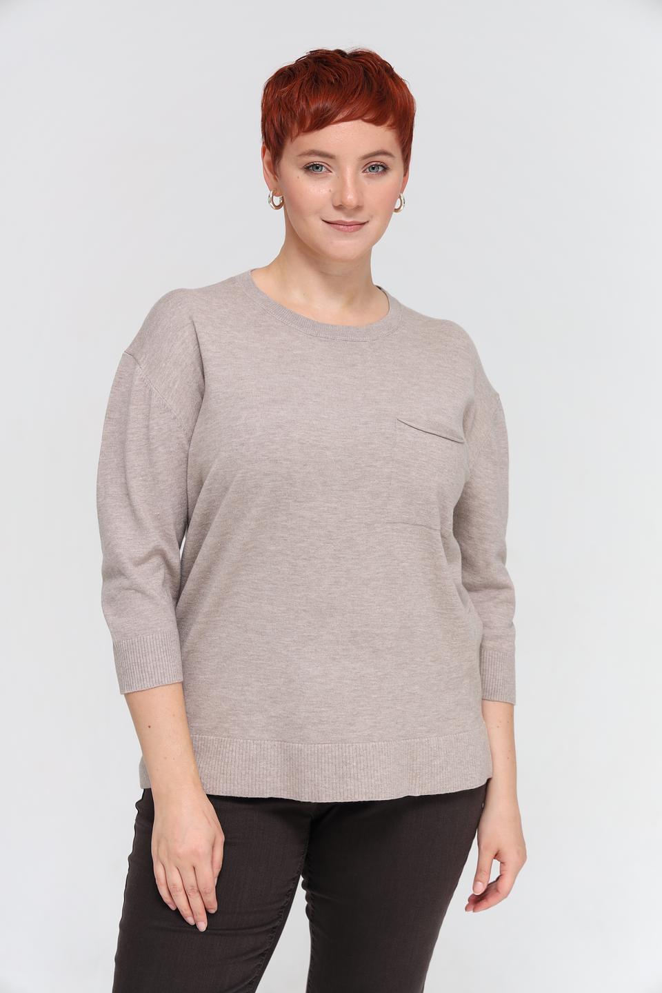 Пуловер Lebek с карманом бежевый