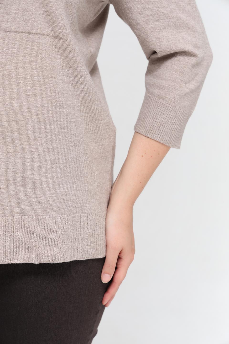 Пуловер Lebek с карманом бежевый