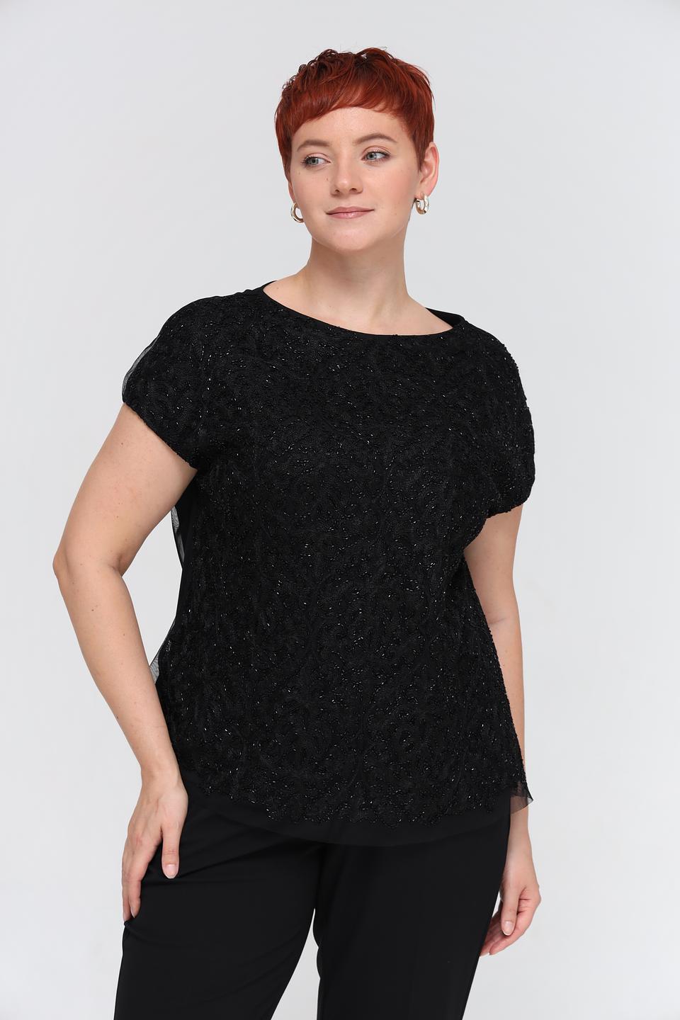 Блуза Marc Cain с вышивкой чёрная