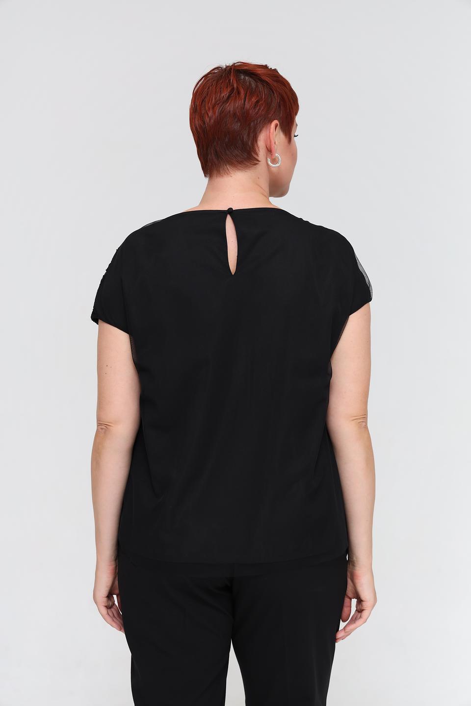 Блуза Marc Cain с вышивкой чёрная