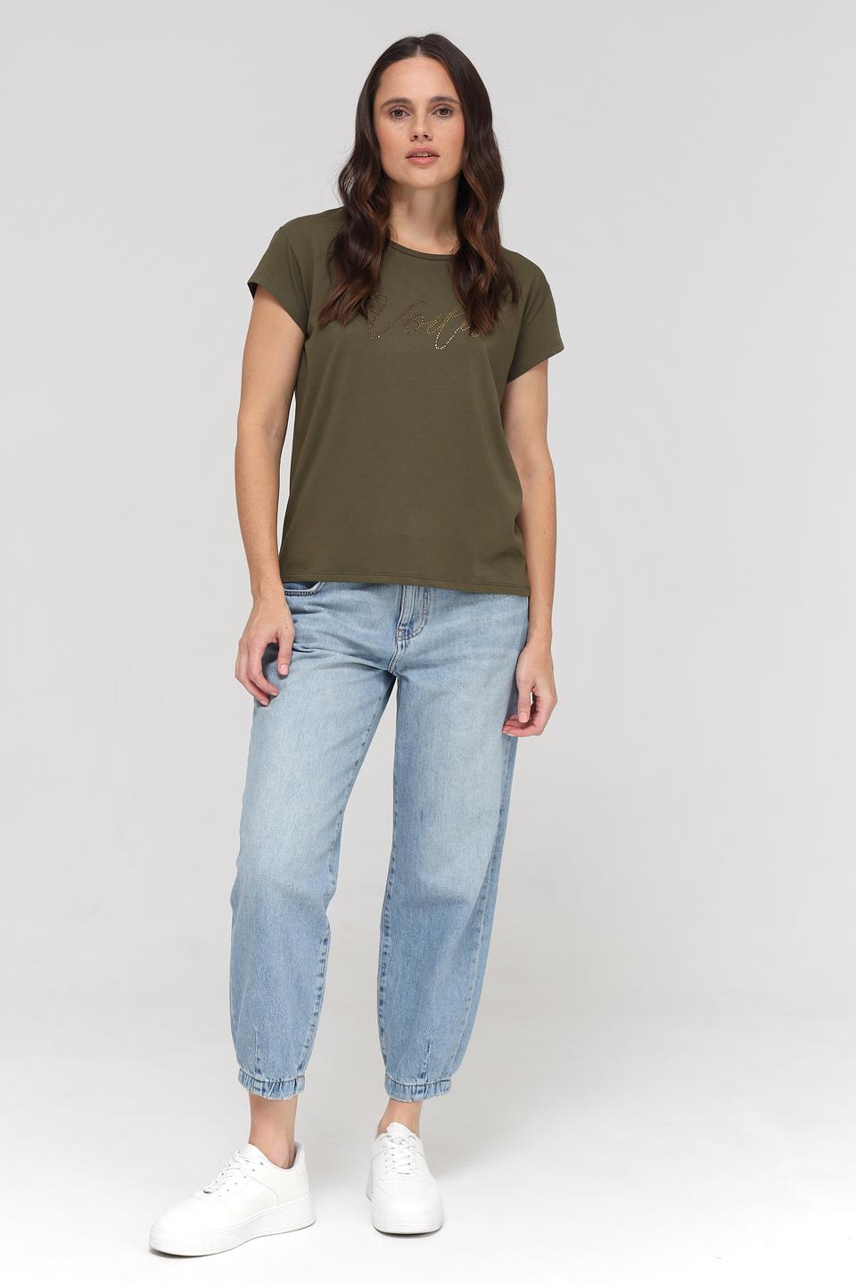 Футболка More and More с логотипом хаки